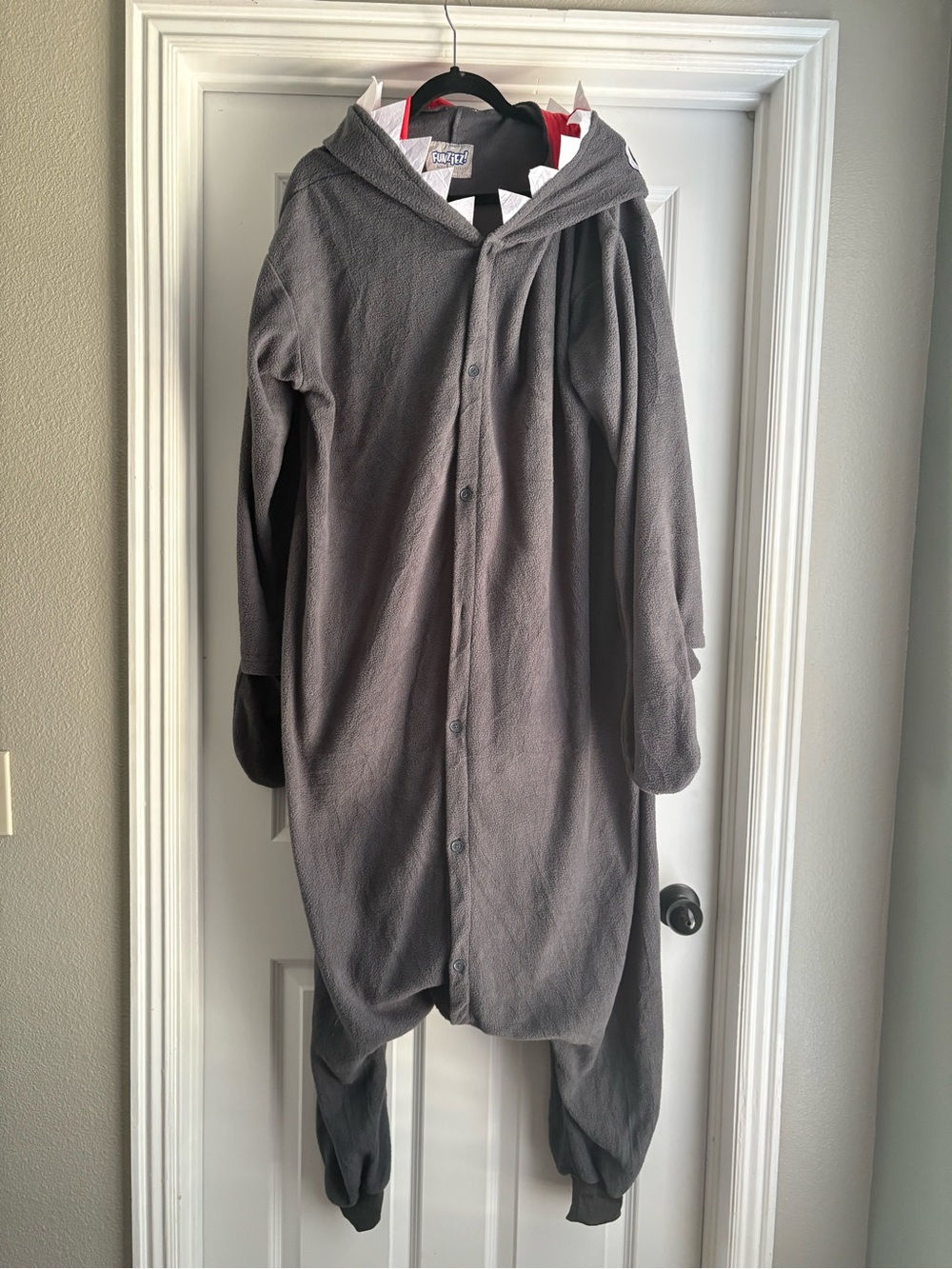 Gray Shark Onesie Pajama/Costume with Hood